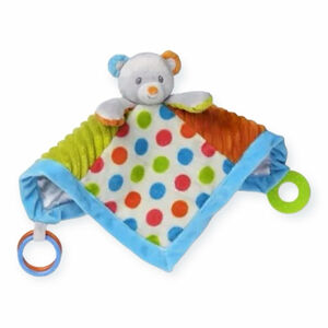 Mary Meyer Confetti Teddy Lovey Brightly Colored Activity Blanket Plush Satin